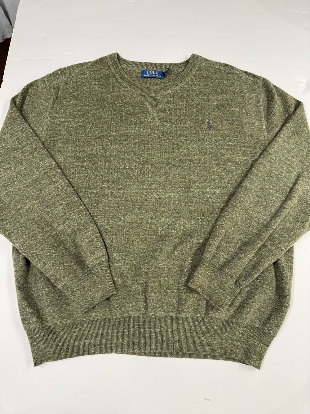 Vintage Polo Ralph Lauren Sweater XL Sage Green Heathered Crew Neck Cotton 90s